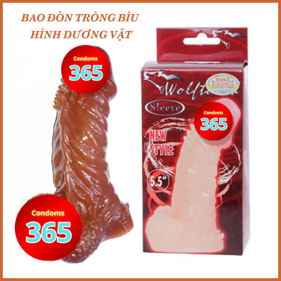 Bao cao su đôn dên da nâu gân gai hình dương vật