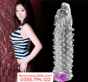 Bao cao su đôn dên đầu rồng gắn pin rung điểm G cực phê