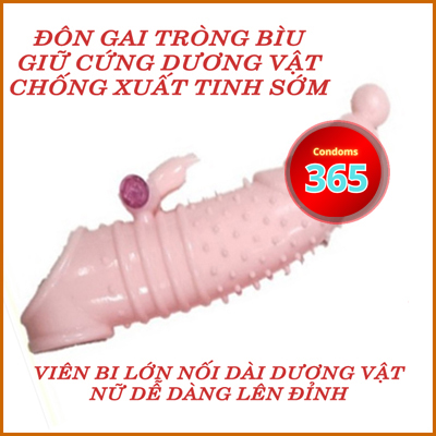 Bao Đôn Dên Silicon siêu gai bi có rung tăng kích thước và chống xuất tinh sớm cho nàng điên đảo