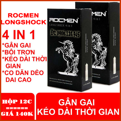 Bao cao su siêu kéo dài Rocmen longshock 4 in 1