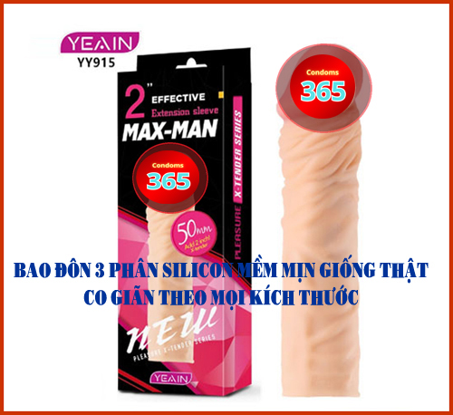 Bao Cao Su Đôn Dên 3 Phân Maxman usa mềm mịn giống thật